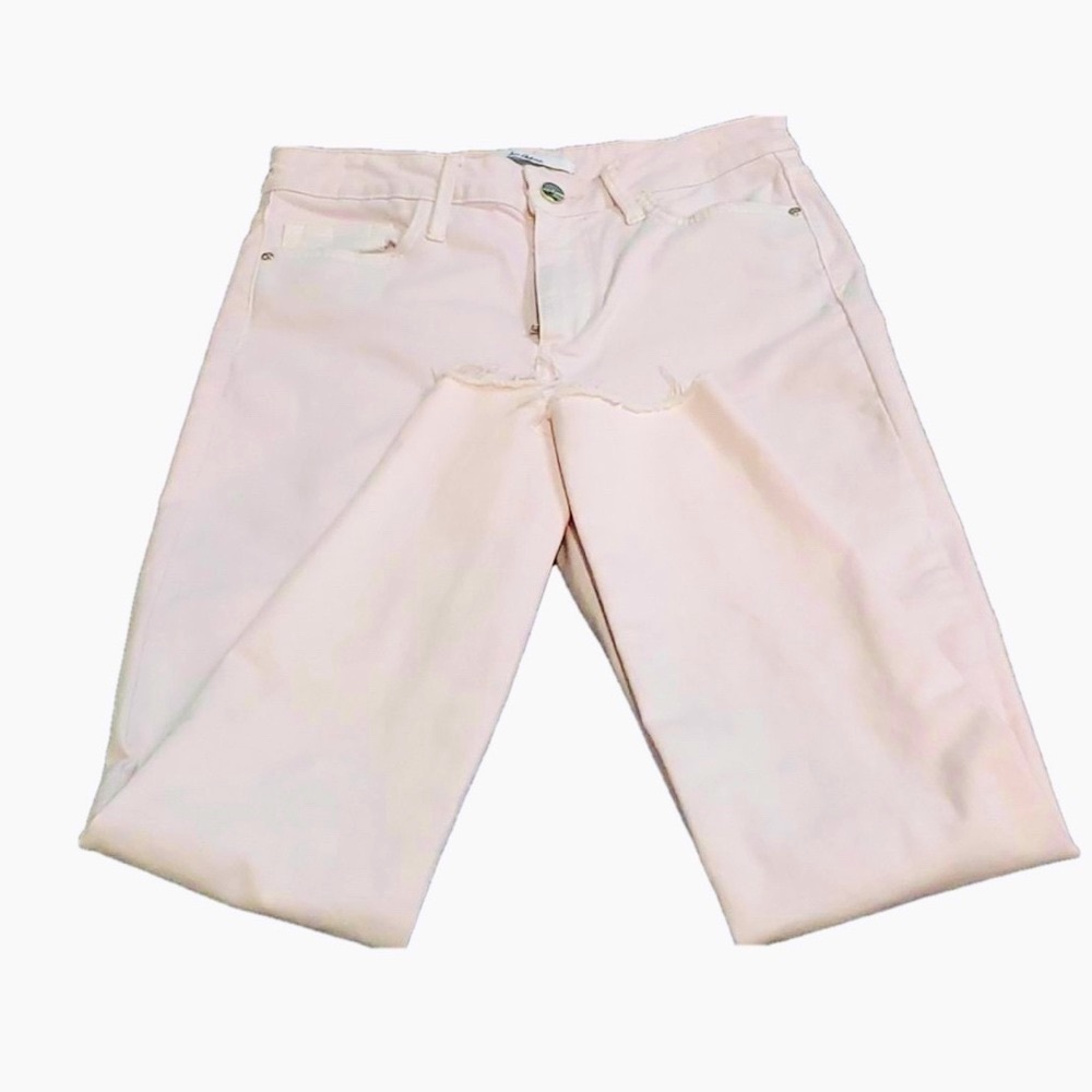 Sam Edelman Pink High-Rise Skinny Ankle Raw Hem Stiletto Jeans Size 4 - Picture 3 of 10